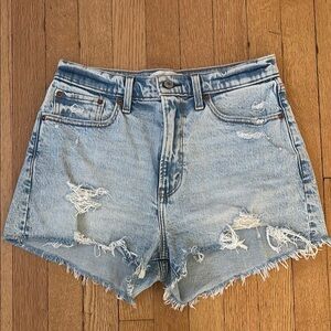 Abercrombie Curve Love distressed Mom Shorts